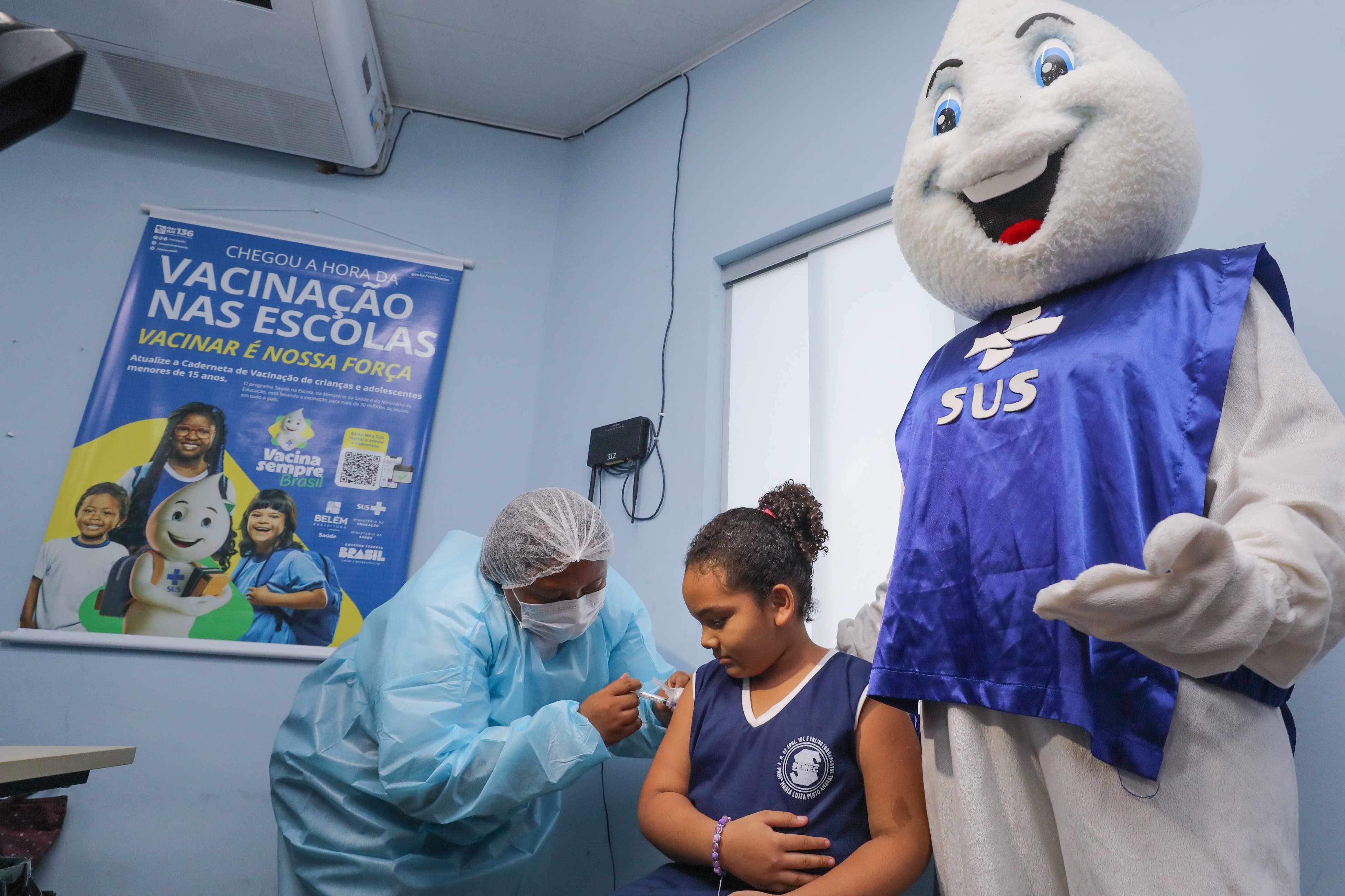 A meta é vacinar cerca de 10 mil estudantes em 246 escolas da capital, entre instituições municipais e estaduais, até o mês de setembro. Foto: Jader Paes / Agência Belém