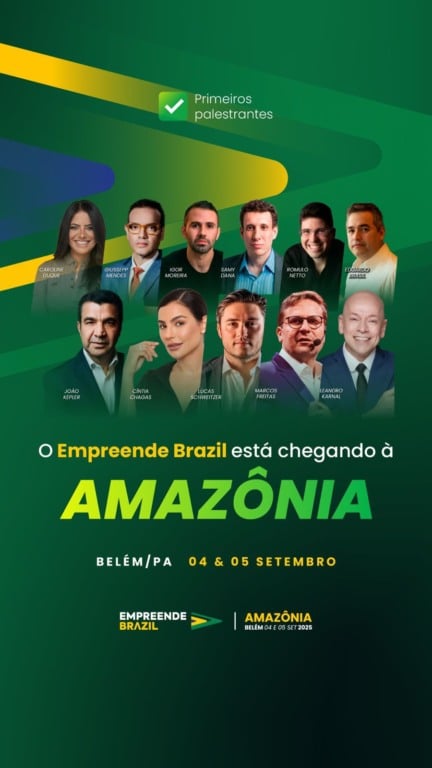 Nomes como Samy Dana, Leandro Karnal e João Kepler, além dos advogados paraenses Giussepp Mendes e Eduardo Brasil estão entre os palestrantes confirmados do Empreende Brazil Amazônia.