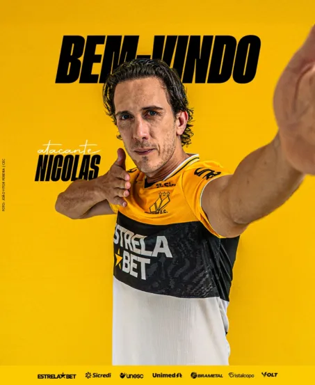 O Criciúma anunciou nesta sexta-feira (6) a contratação do atacante Nicolas, que estava no Paysandu.