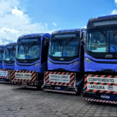 Mais dez ônibus elétricos já estão em Belém, completando a entrega dos 40 veículos previstos para o Sistema BRT Metropolitano.