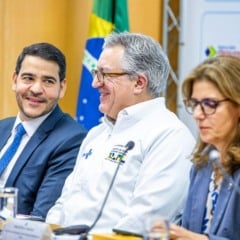 Padilha, Messias e a secretária de Informação e Saúde Digital, Ana Estela Haddad, durante coletiva. Foto: Ag. Gov