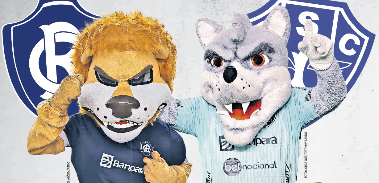 Mascotes Remo e Paysandu. Fotos: Ascom Remo/Ascom PSC