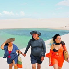  Família, Marilene Costa, Jimille Costa ( filha), Jonas Costa, turístas paraenses.  Passeio turístico nos lençóis Maranhences. Foto: Wagner Almeida / Diário do Pará.