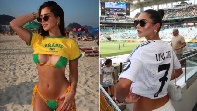 A modelo espanhola Victoria Ruiz, torcedora declarada do Real Madrid, tem marcado presença nos estádios e nas redes sociais em apoio ao craque brasileiro