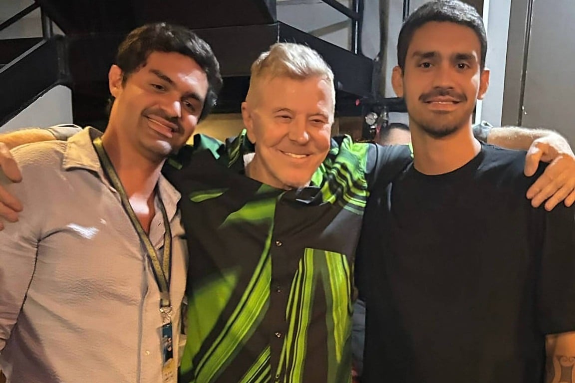 Miguel com os filhos, Theo e Cassiano