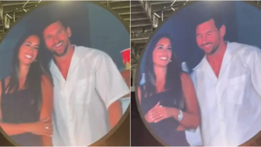 Messi e Antonela são flagrados pela “câmera do beijo” em show do Coldplay
