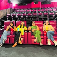 As crocheteiras Monnica Diniz, Paula Brasil, Liliane Melo e Bea Cardoso estão prontas para o Cine Crochê em Belém. FOTO: DIVULGAÇÃO

