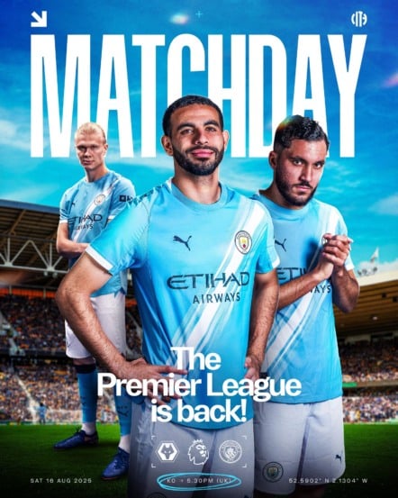 Wolverhampton e Manchester City se enfrentam neste sábado (16), às 13h30 (horário de Brasília), no Molineux Stadium,