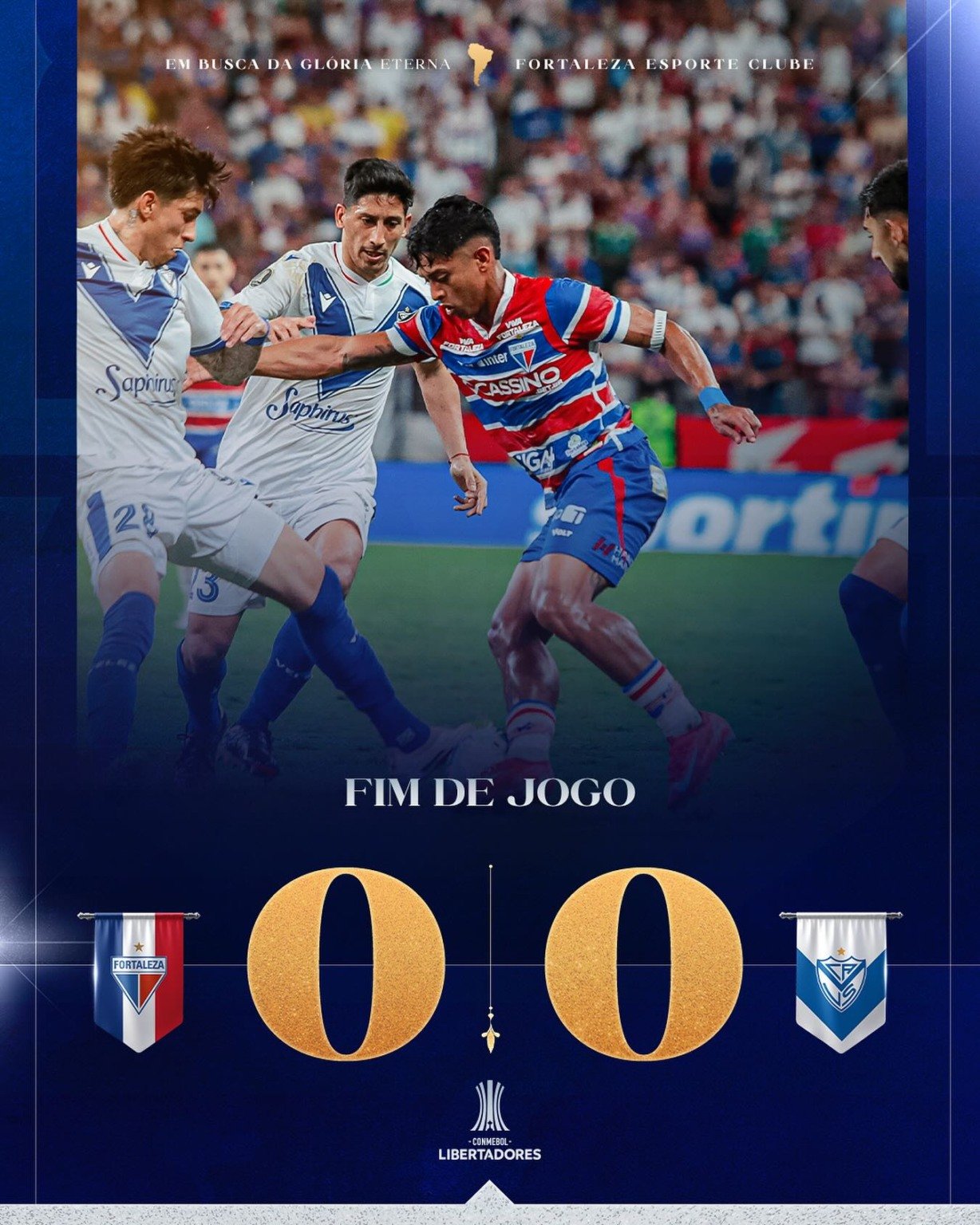O Fortaleza ficou no empate por 0 a 0 com o Vélez Sarsfield na noite desta terça-feira (12), na Arena Castelão