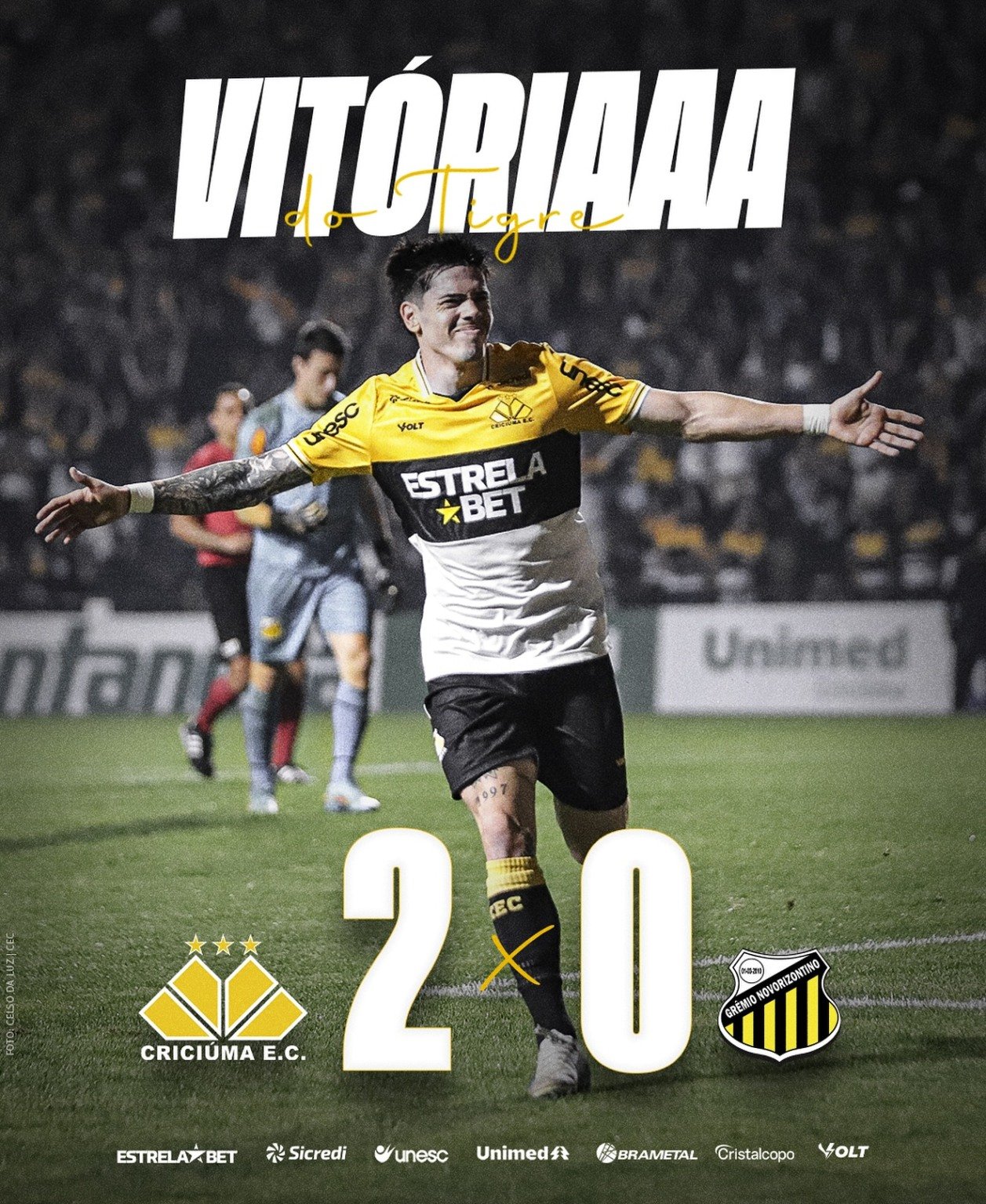 Na noite desta sexta-feira, 22, o Criciúma venceu o Novorizontino por 2 a 0, na abertura da 23ª rodada da Série B do Campeonato Brasileiro.