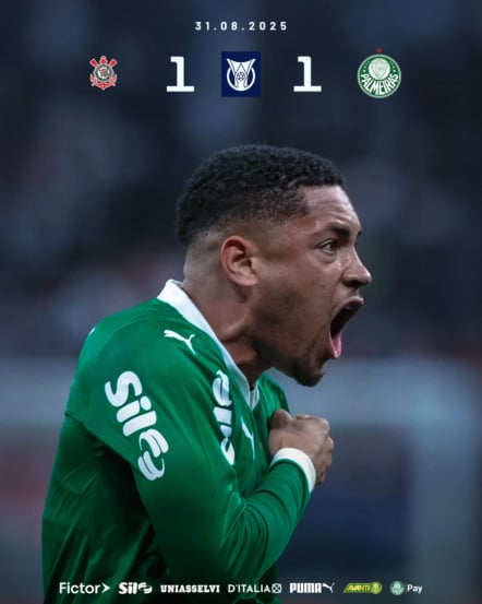 Corinthians e Palmeiras empataram por 1 a 1 na noite deste domingo (31), na Neo Química Arena, pela 22ª rodada do Brasileirão.