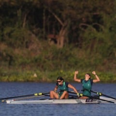 As medalhistas de ouro brasileiras Jennifer de Almeida e Lara Pizarro. Foto: Felipe Zanca / Panam Sports Via Xpress Media. - Foto: Panam Sports