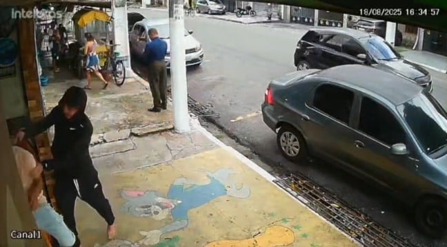 Assassinato em plena luz do dia no bairro da Pedreira é registrado por câmeras