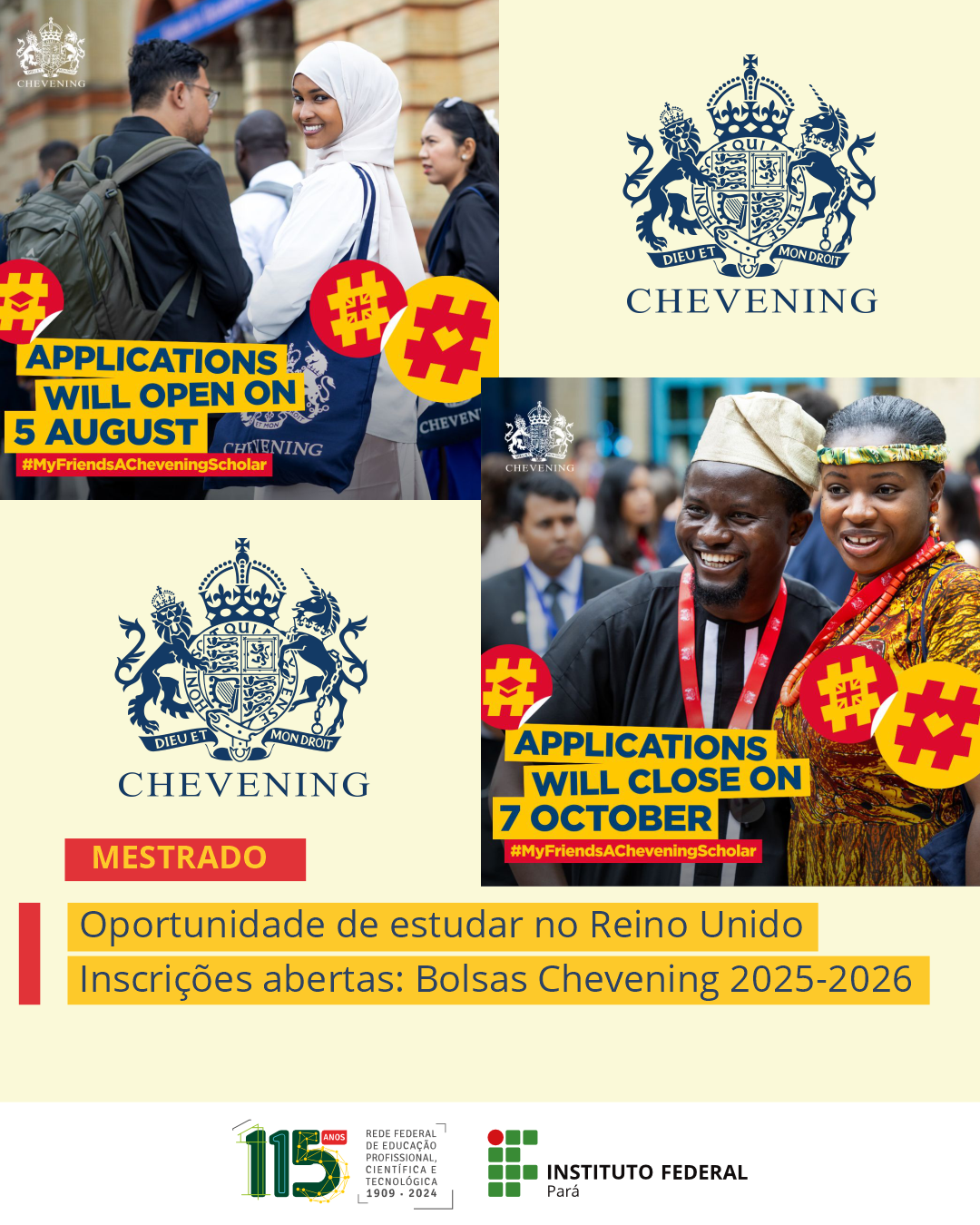 Estão oficialmente abertas as inscrições para as Bolsas Chevening, programa de bolsas internacionais do governo do Reino Unido