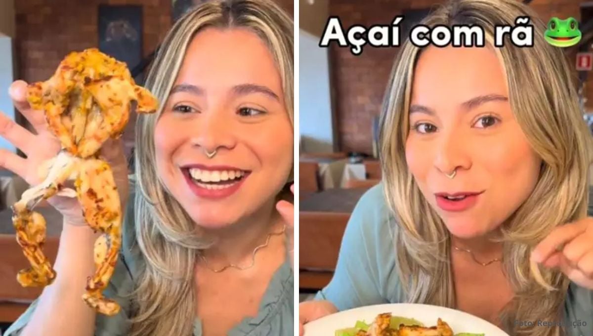 Influenciadora do Pará viraliza ao provar açaí com rã e divide opiniões na web