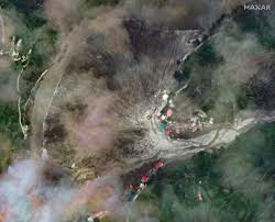 Imagem de satélite mostra a localização da tragédia — Foto: Maxar Technologies via AP

 