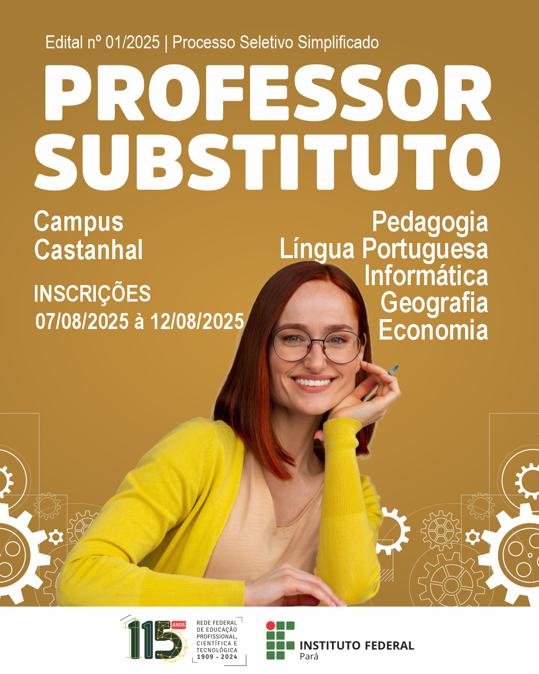 O Instituto Federal do Pará (IFPA) publicou no dia 4 de agosto o edital nº 01/2025-IFPA/Castanhal para seleção de cinco docentes temporários