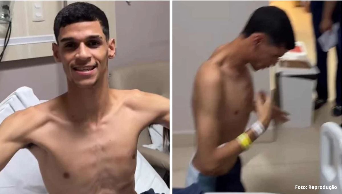 Luva de Pedreiro deixa hospital e se ajoelha em agradecimento