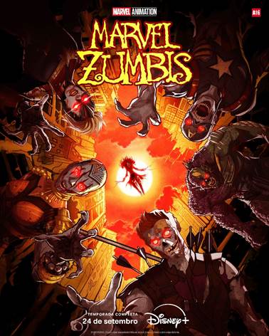 Já estão disponíveis, exclusivamente no Disney+, os quatro episódios da nova série arrepiante da Marvel Animation, Marvel Zumbis! Foto: Reprodução