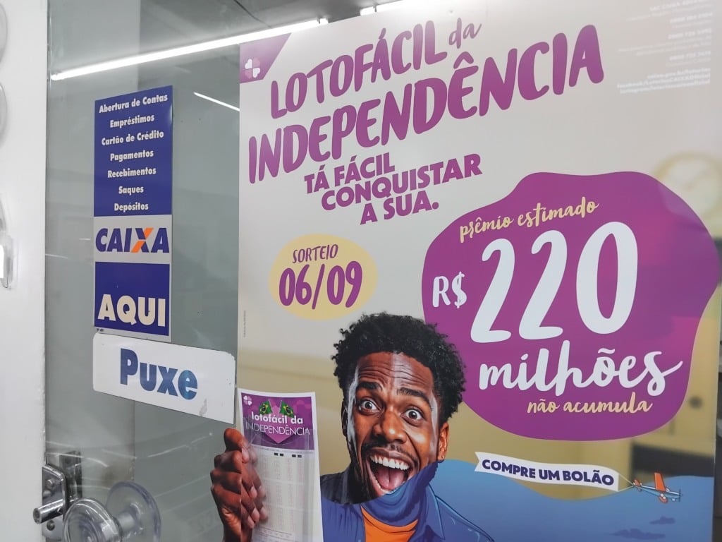 Lotofácil da Independência oferece prêmio recorde de R$ 220 milhões Lotofácil da Independência oferece prêmio recorde de R$ 220 milhões