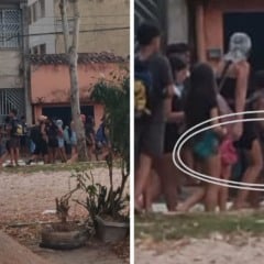 Movimentação intensa no bairro da Pedreira, em Belém: jovens disputam bombons de São Cosme e Damião, tradição marcada por fé e generosidade.