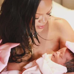 Nascida no dia 13 de setembro, a bebê foi batizada de Rocki Irish. O sexo e o nome foram anunciados por Rihanna em suas redes sociais nesta quarta-feira (24). Foto: Reprodução