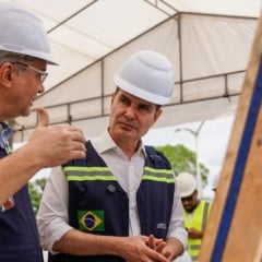 O ministro das Cidades, Jader Filho, visitou o canteiro de obras do projeto BRT Centenário, na avenida Júlio César, próximo ao Aeroporto Internacional de Belém