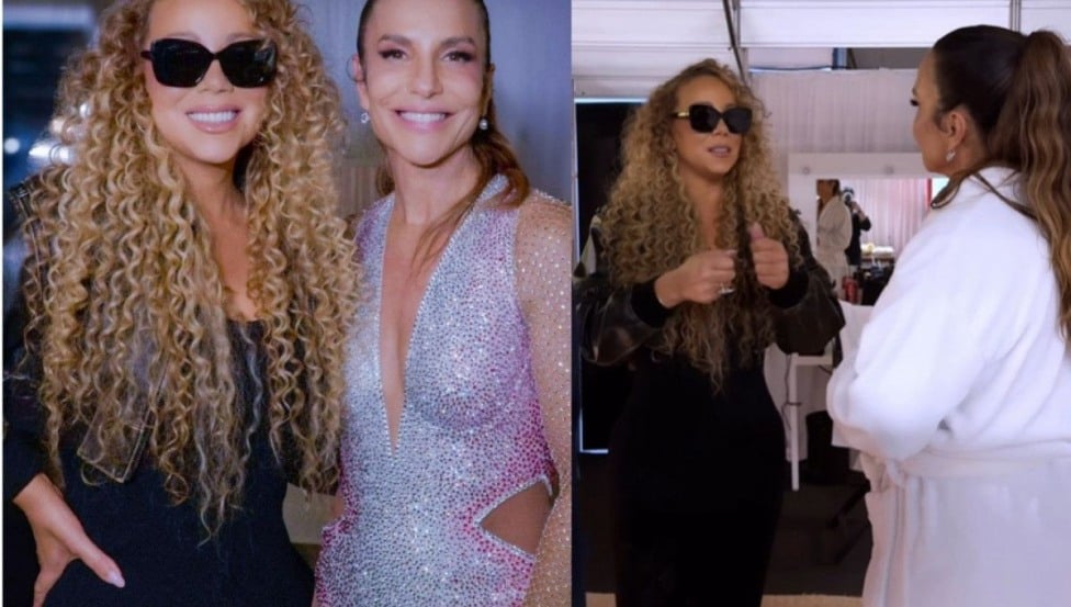 . No registro, as divas aparecem lado a lado, trocando sorrisos e abraços, e Ivete aparece usando um chapéu estiloso.