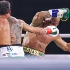 A disputa foi encerrada no quarto round, após o árbitro aplicar penalizações a Wanderlei — conhecido por sua trajetória no MMA — por tentar desferir golpes ilegais com a cabeça e os joelhos. Foto: Spaten Fight Night