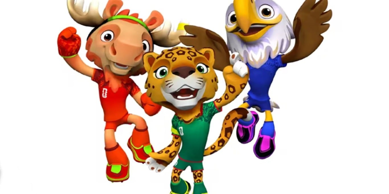 Os Estados Unidos serão representados pela águia batizada de Clutch, enquanto o Canadá terá como mascote o alce Maple. Já o México terá como mascote a onça-pintada Zayu.