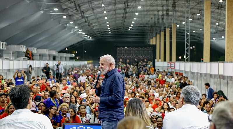 Presidente da República, Luiz Inácio Lula da Silva, durante a Cerimônia de Anúncios de Investimentos em Drenagem e Inauguração do Parque Linear da Nova Doca. Parque Linear da Doca – Belém (PA) Foto: Ricardo Stuckert / PR