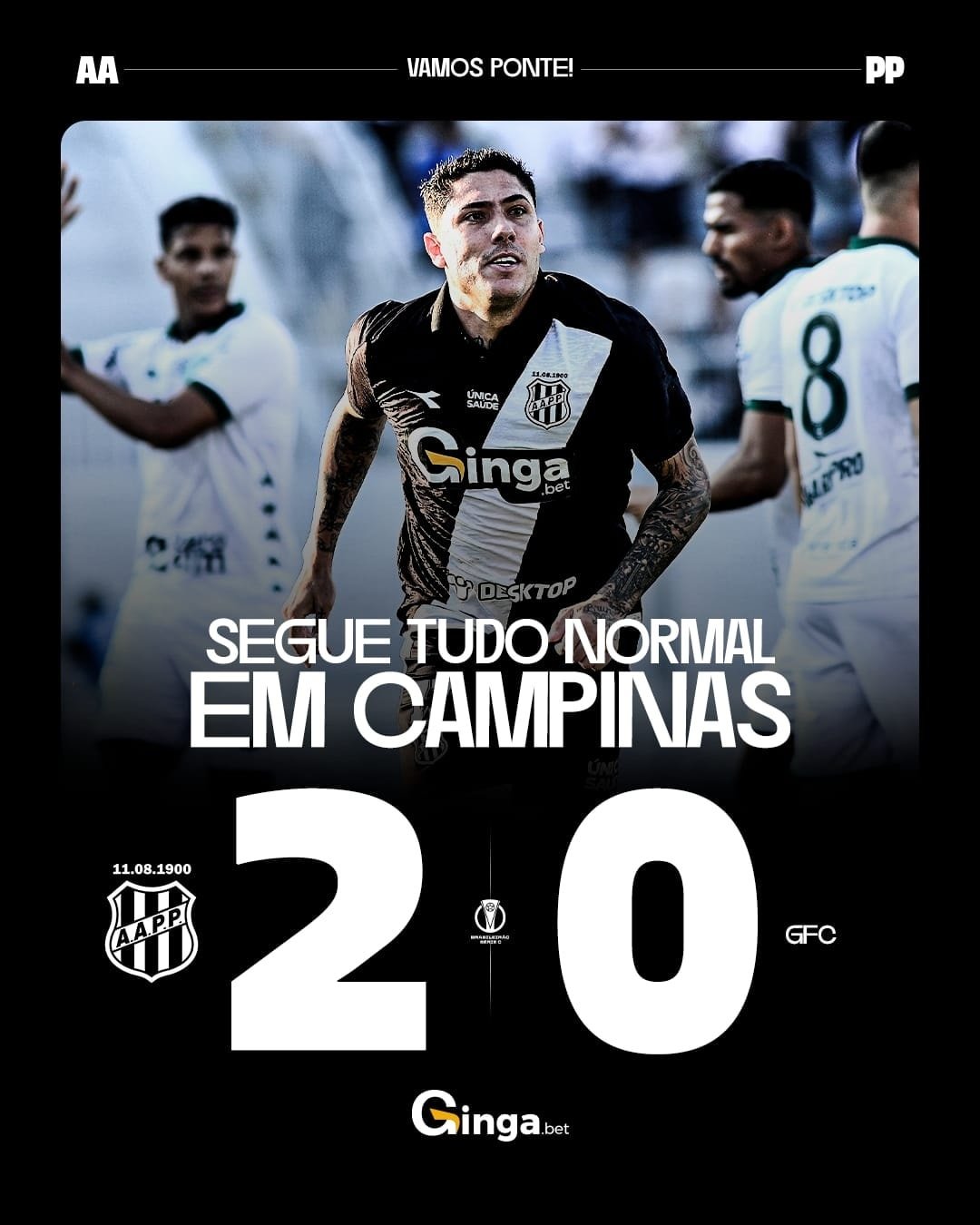 A Ponte Preta confirmou sua vaga na grande final do Campeonato Brasileiro da Série C neste sábado (11), ao derrotar o Guarani por 2 a 0