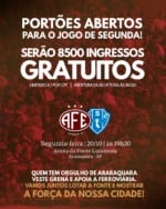 Ferroviária libera 9,5 mil ingressos grátis para jogo decisivo contra o Paysandu