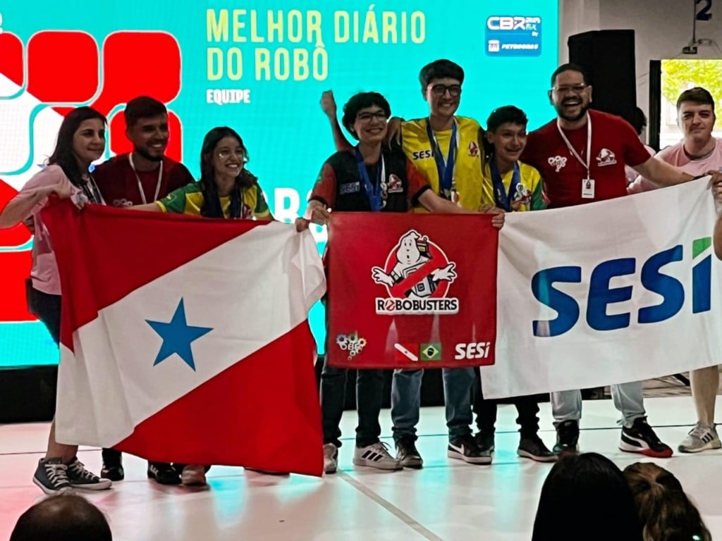 As equipes Robobusters e Tecno Champions, da Escola SESI Ananindeua, conquistaram dois prêmios. Foto: Divulgação