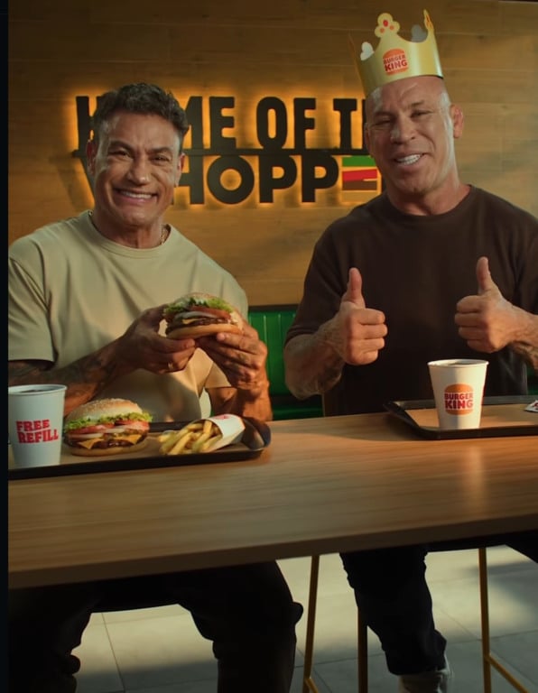Popó Freitas e Wanderlei Silva deixaram as provocações de lado e surpreenderam os fãs ao aparecerem juntos em um vídeo promocional do Burger King.