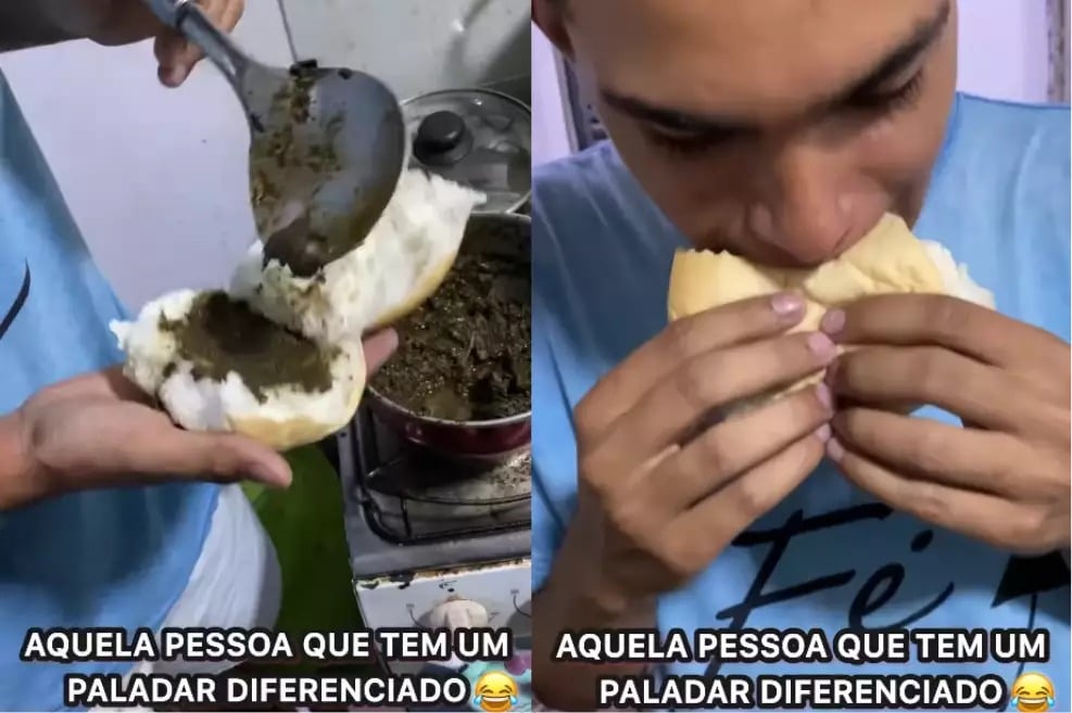 Maniçoba no pão? Vídeo viral retorna e arranca risadas dos paraenses. Foto: Reprodução/Instagram Eduardo Beckham