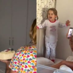 Virginia surpreendeu a pequena com um bolo na cama na manhã desta quarta-feira (22). Foto: Reprodução / Instagram