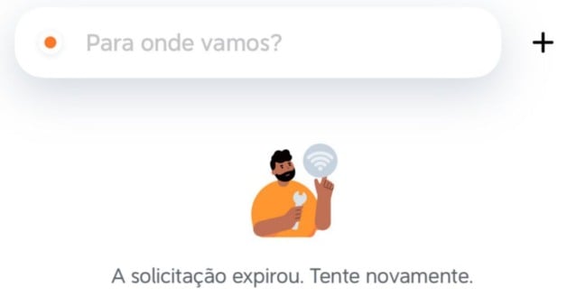 Mensagem “A solicitação expirou. Tente novamente”, impede quaisquer solicitações.