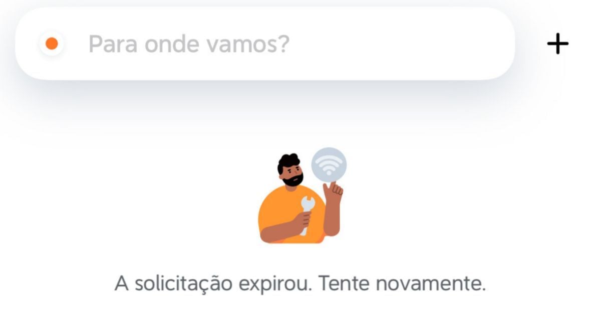 Mensagem “A solicitação expirou. Tente novamente”, impede quaisquer solicitações.