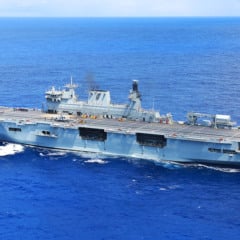 Navio-Aeródromo Multipropósito “Atlântico” atracou novamente em Belém, no dia 17 de outubro, para compor reforço de segurança da COP30.