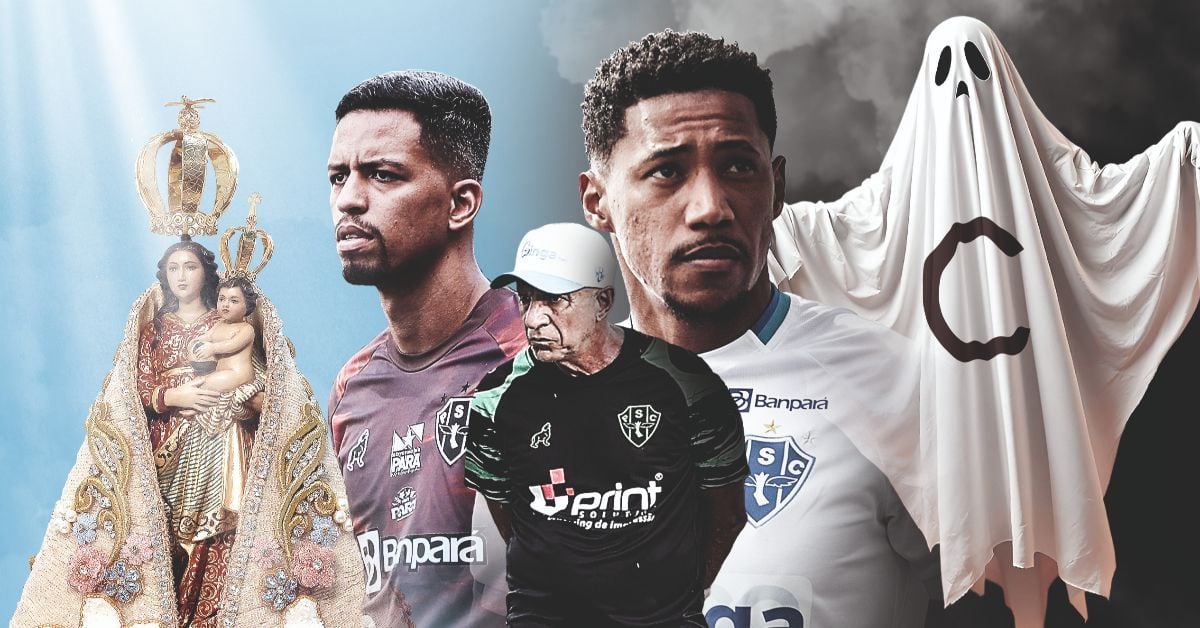 No mês do Círio e também do Halloween, o Paysandu fica entre a fé e o desespero em seu ritual pela permanência na Série B; e tudo tem início hoje, contra o Cuiabá, na Curuzu - Arte: D'Ângelo Valente; Fotos: Matheus Vieira e Jorge Totti/PSC