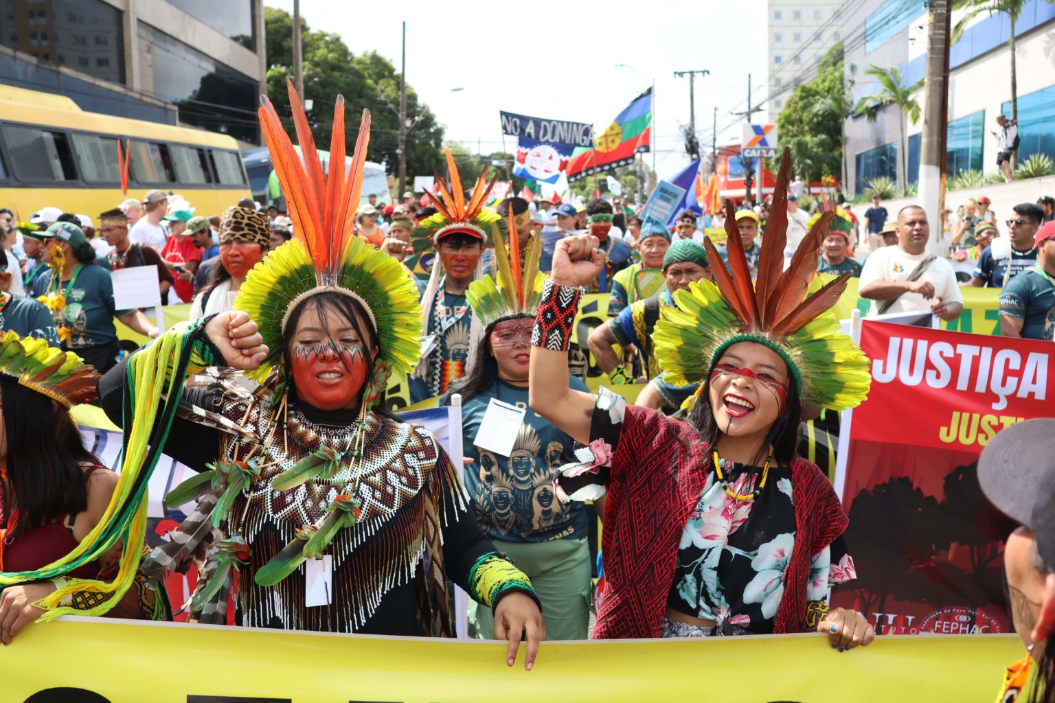 Lideranças se reúnem na defesa de ações para a adaptação climática e contra o aquecimento global. 15/11/2025. Foto: Irene Almeida/Diário do Pará. Lideranças se reúnem na defesa de ações para a adaptação climática e contra o aquecimento global. 15/11/2025. Foto: Irene Almeida/Diário do Pará.