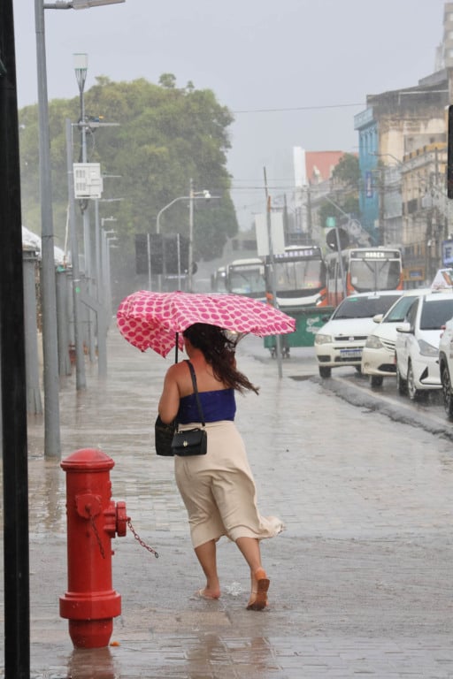 Vento vira guarda-chuvas e ruas somem na água: imagens do temporal em Belém chocam Foto: Octavio Cardoso/ Diário do Pará