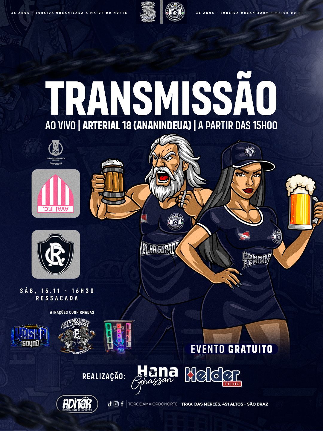 Haverá transmissão ao vivo de REMO x Avaí direto da Arterial 18, em Ananindeua, totalmente gratuita. Saiba como assistir!