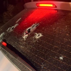 Viatura do BPRv &eacute; atingida por disparos durante persegui&ccedil;&atilde;o que terminou em Marituba. Foto: divulga&ccedil;&atilde;o