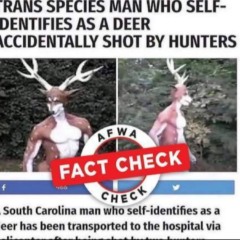 Publicações mostram homem com corpo pintado e chifres, usadas para ilustrar a falsa história.