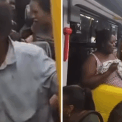 Imagens gravadas dentro do ônibus mostram as pessoas reclamando da atitude da mulher. Foto: Reprodução / Redes sociais