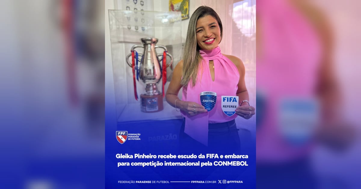 Árbitra paraense Gleika Pinheiro conquista escudo da FIFA e faz história
