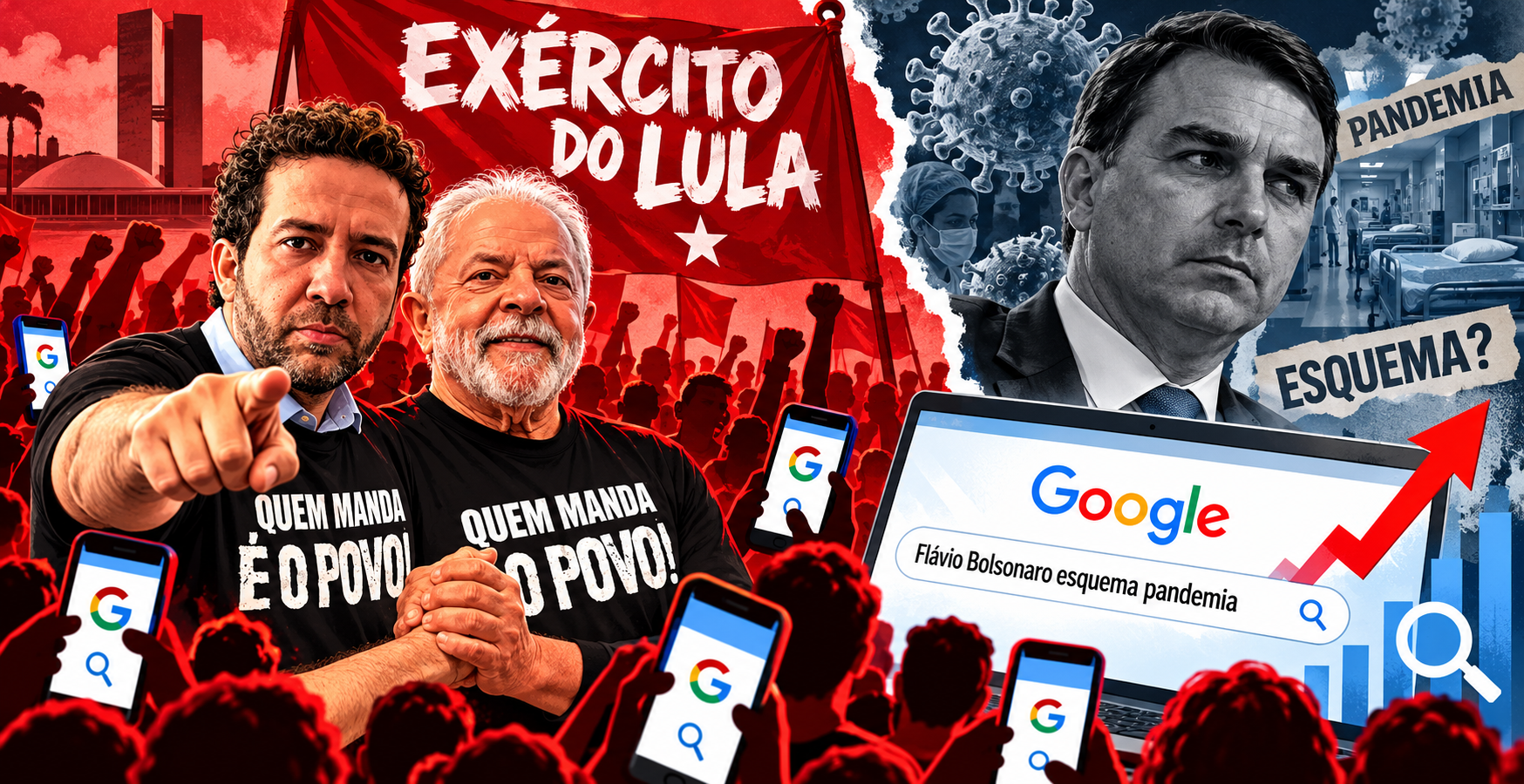 Buscas sobre “Flávio Bolsonaro esquema pandemia” disparam no Google sob mobilização de Janones; entenda