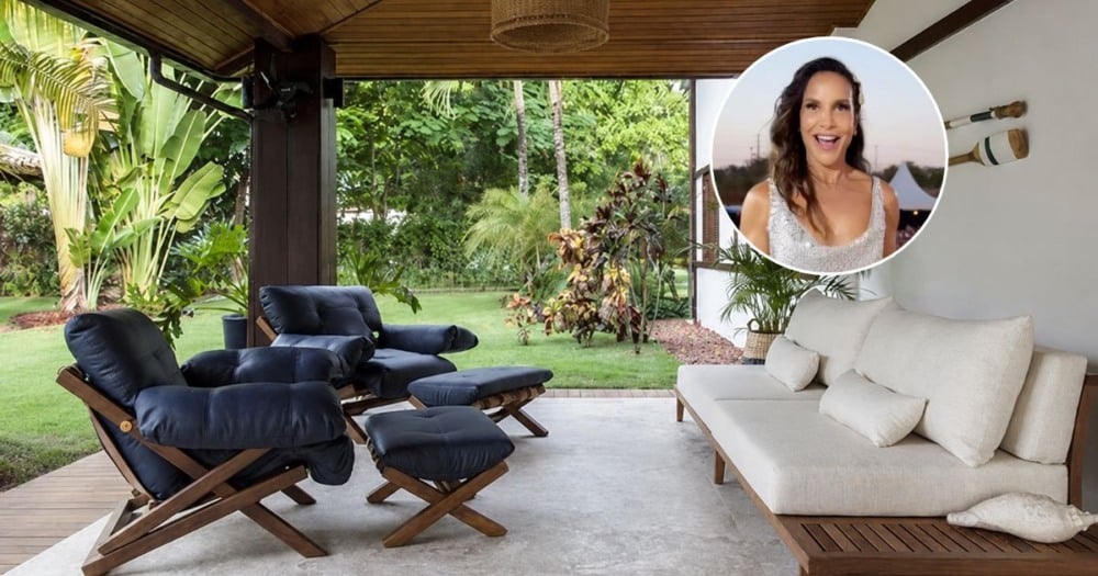 Residência de Ivete Sangalo na Praia do Forte, em Mata de São João, reúne varandas abertas, jardim tropical e acesso direto à faixa de areia. Foto: Reprodução/Xico Diniz Residência de Ivete Sangalo na Praia do Forte, em Mata de São João, reúne varandas abertas, jardim tropical e acesso direto à faixa de areia. Foto: Reprodução/Xico Diniz
